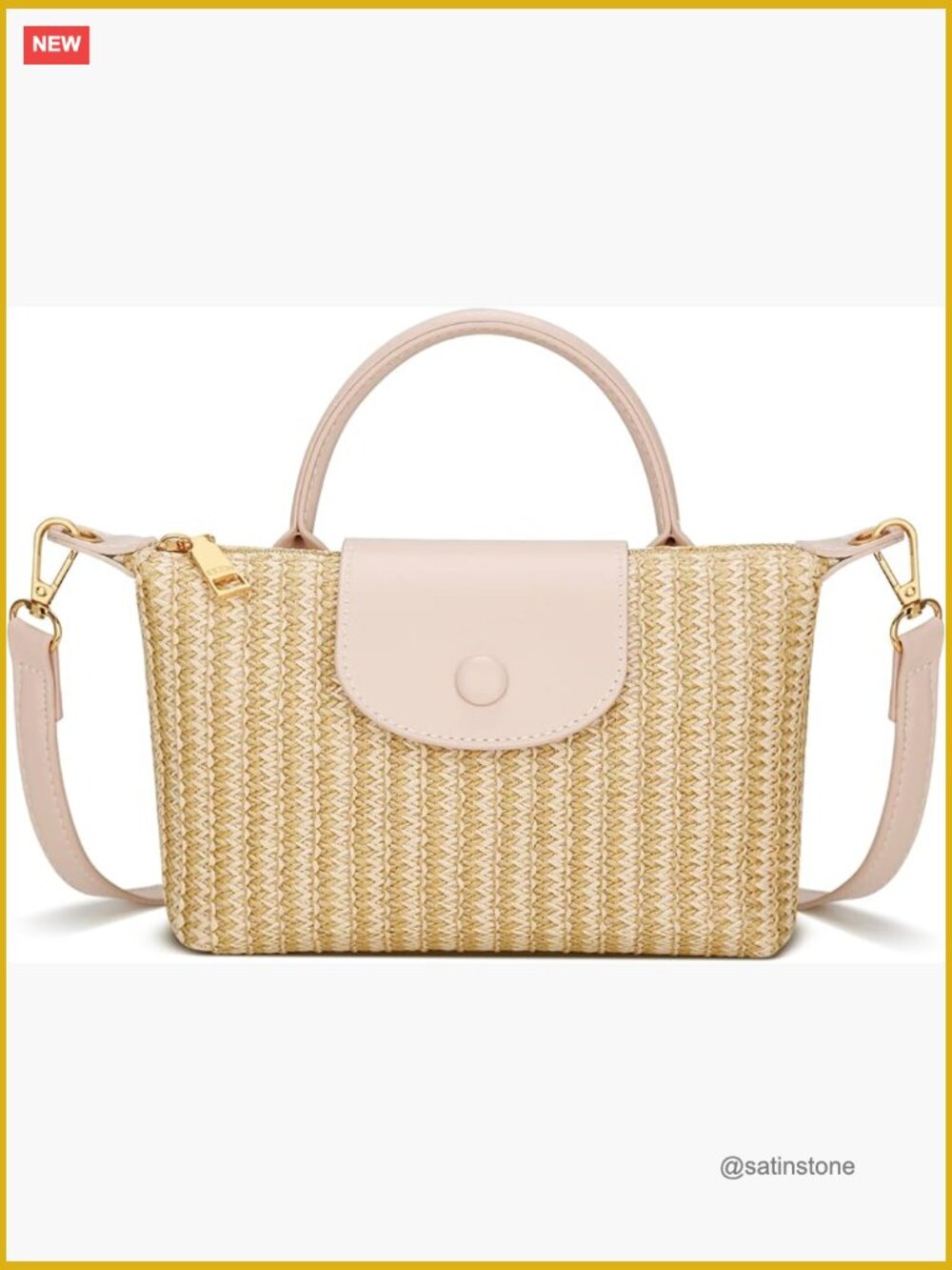 Mini Straw Crossbody Bag with Top Handle - Summer Beach Purse - Picture 1 of 7